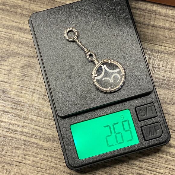 Vintage 925 Sterling Silver Magnifying Glass Art Deco Pendant Bracelet Charm - Picture 3 of 4